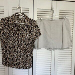 Skort with Coordinated Half Sleeve Contoured Blouse